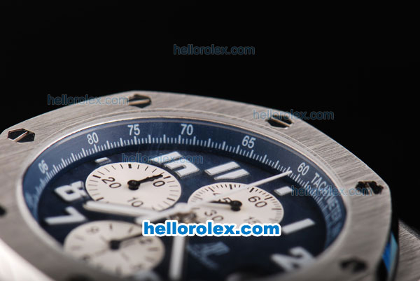 Audemars Piguet Royal Oak Offshore Blue Themes Chronograph Swiss Valjoux 7750 Movement Blue Dial with White Subdials and Numeral Marker-Blue Leather Strap - Click Image to Close